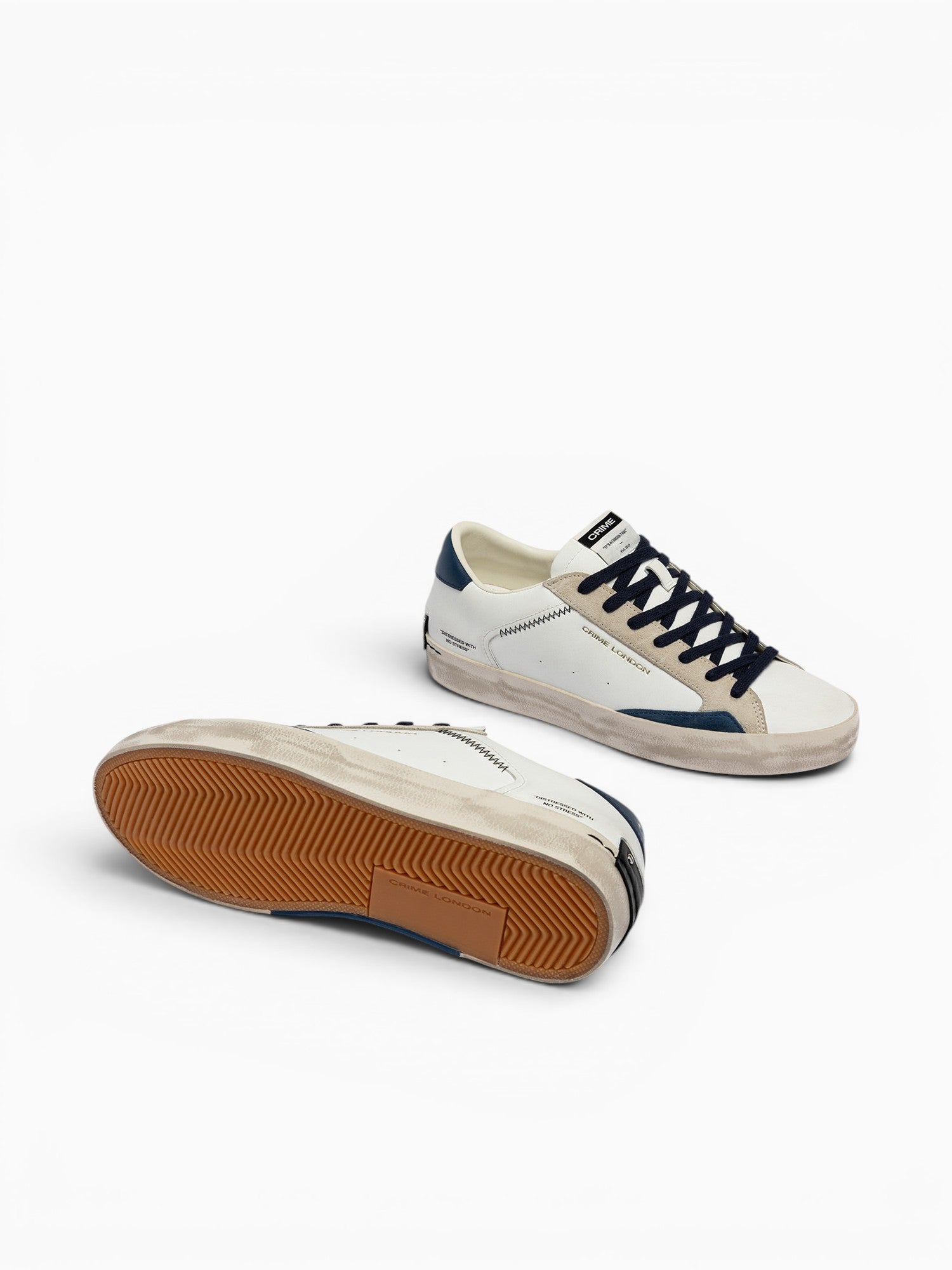 Distressed 19003pp8 10 white Navy lea White / 41 / M