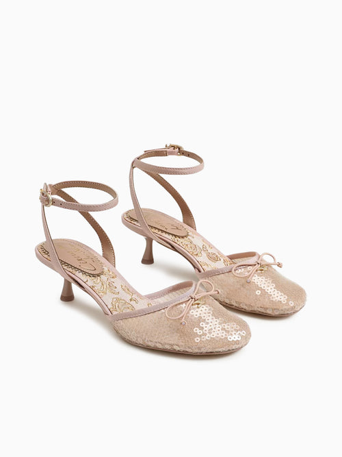 Rosetta Crema Sequins Fabric Beige / 5 / M