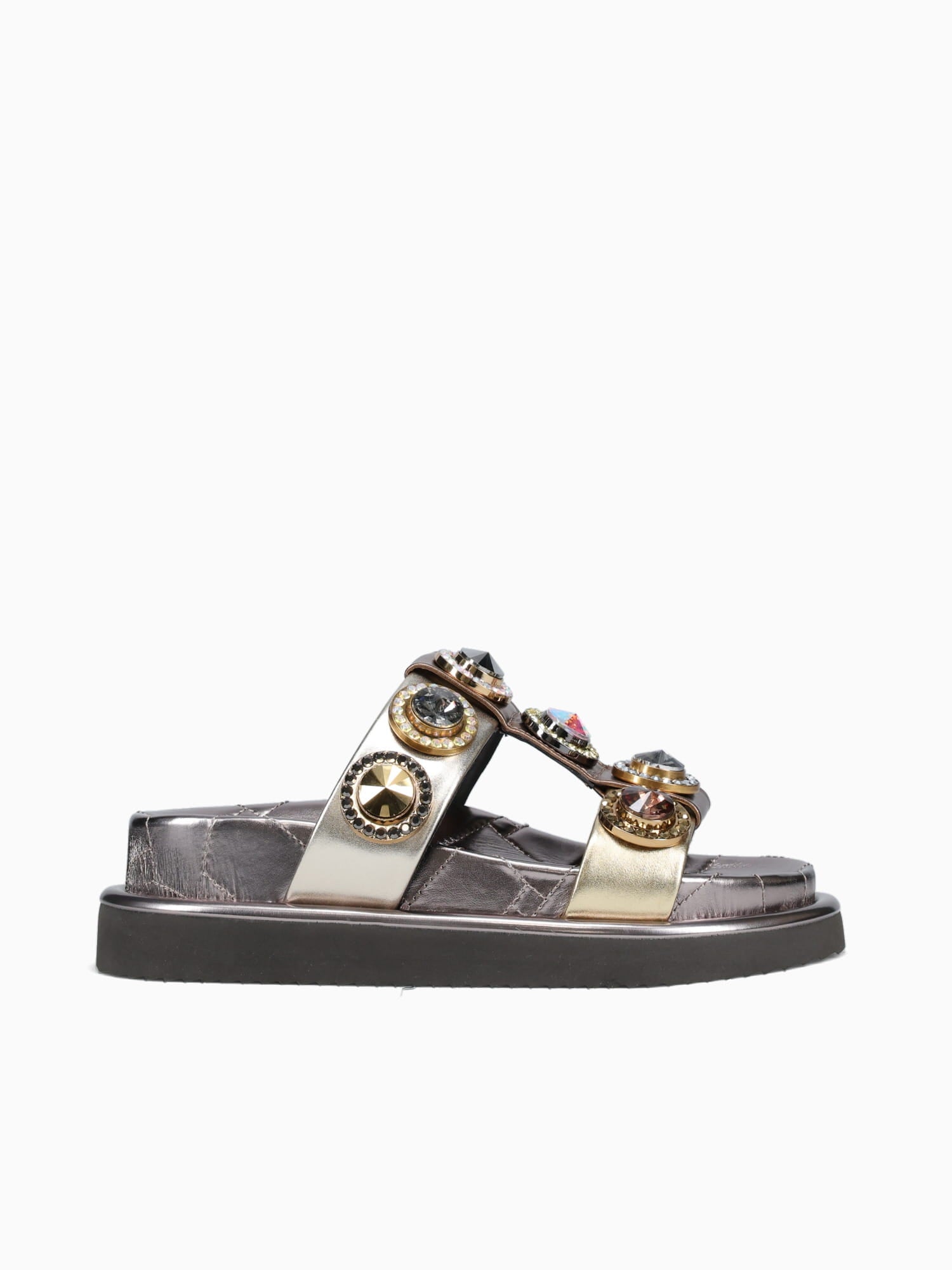 Orson Crystal Sandal Gold Leather Gold / 5 / M