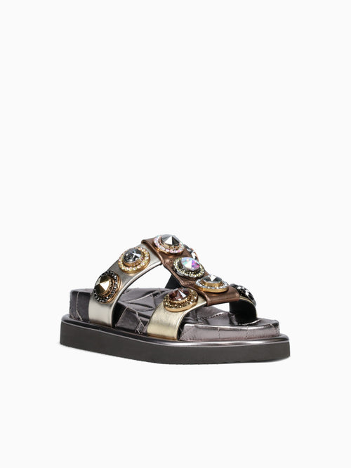 Orson Crystal Sandal Gold Leather Gold / 5 / M