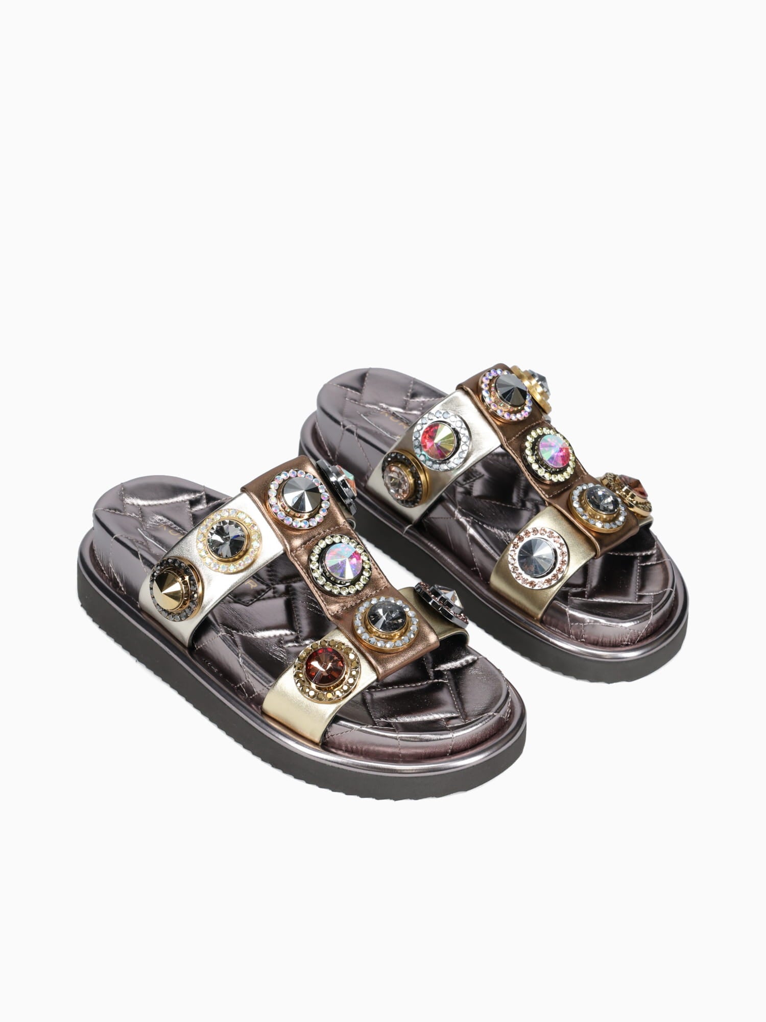 Orson Crystal Sandal Gold Leather Gold / 5 / M