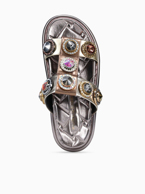 Orson Crystal Sandal Gold Leather Gold / 5 / M