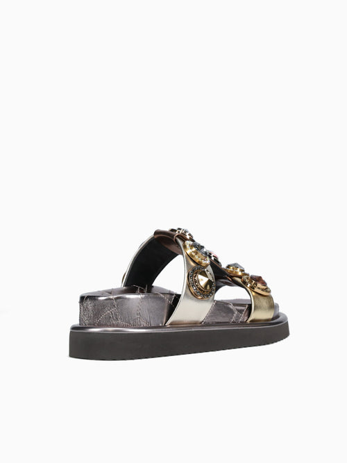 Orson Crystal Sandal Gold Leather Gold / 5 / M