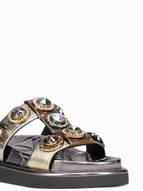 Orson Crystal Sandal Gold Leather Gold / 5 / M