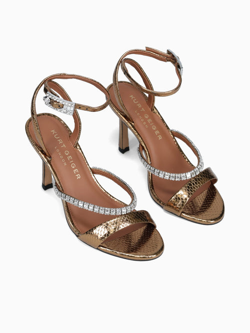 Crystal Strap Sandal 90 Bronze Leather Bronze / 5 / M
