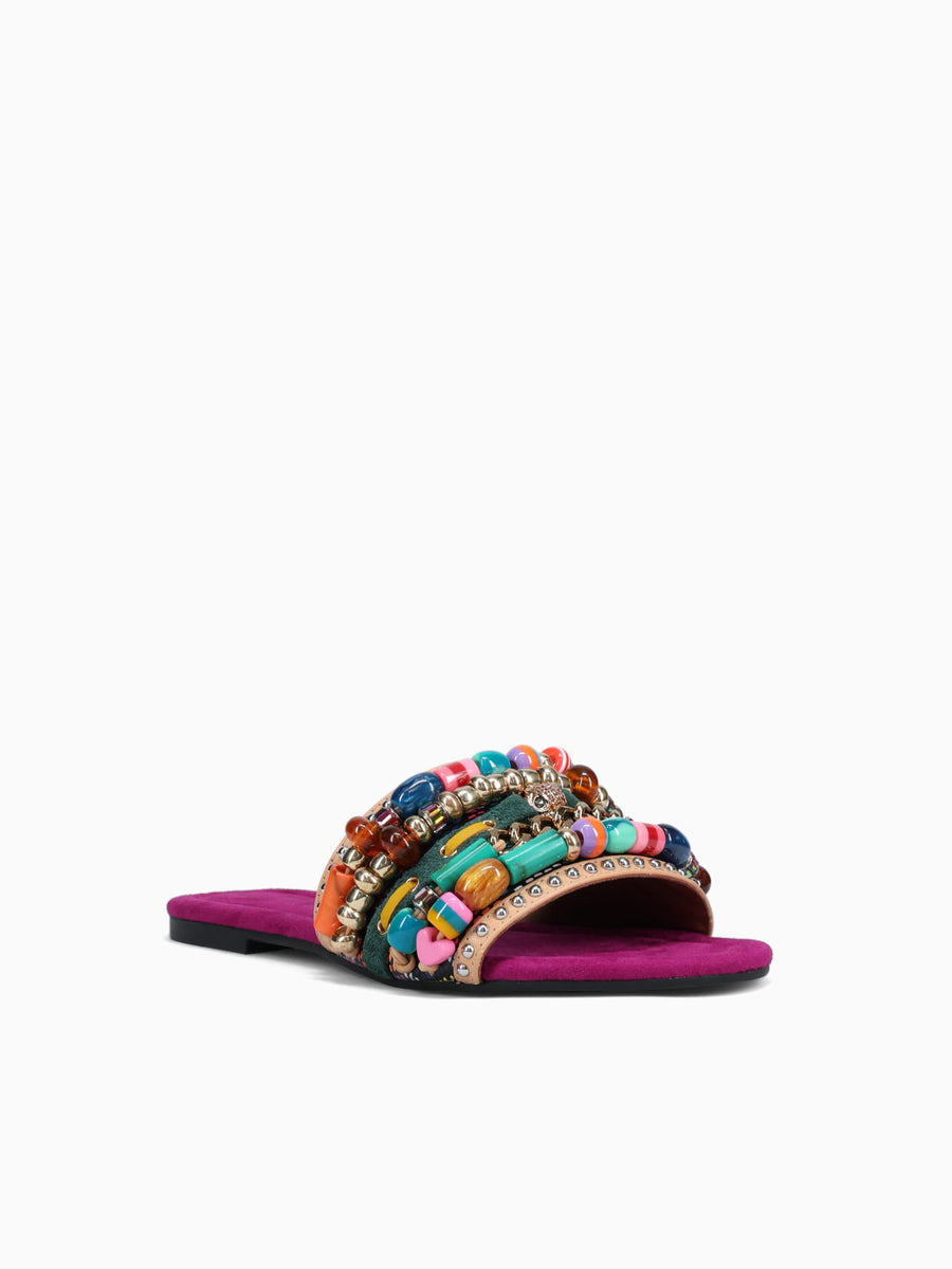 Southbank Beaded Flat Fuscia Fabric Multi / 5 / M