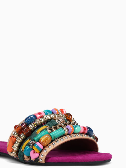 Southbank Beaded Flat Fuscia Fabric Multi / 5 / M