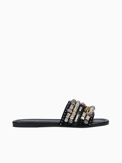 Southbank Beaded Flat Black Fabric Black / 5 / M