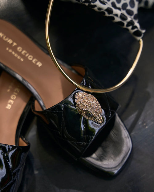 Kensington Flat Sandal Black Patent