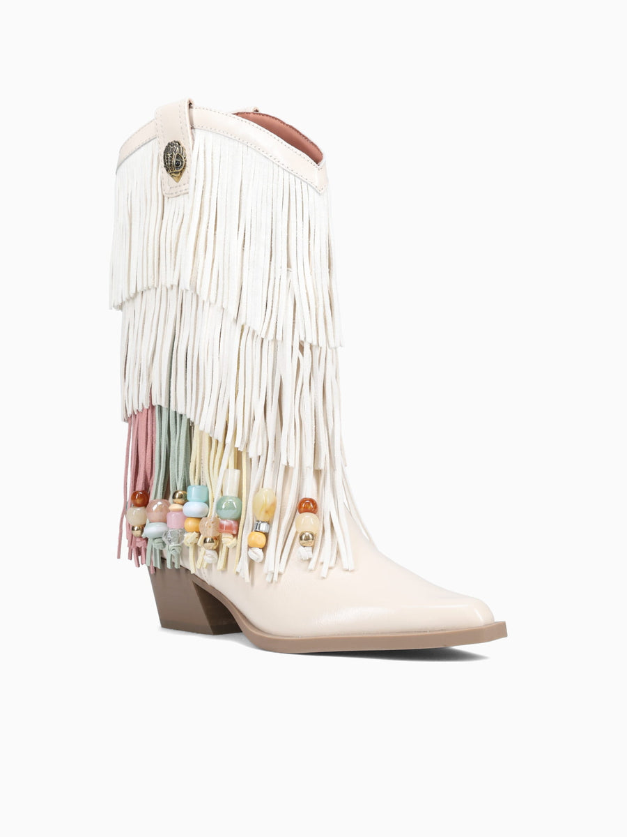 Fringe Cowboy Boot Cream Combo Lea Sde White Multi / 5 / M