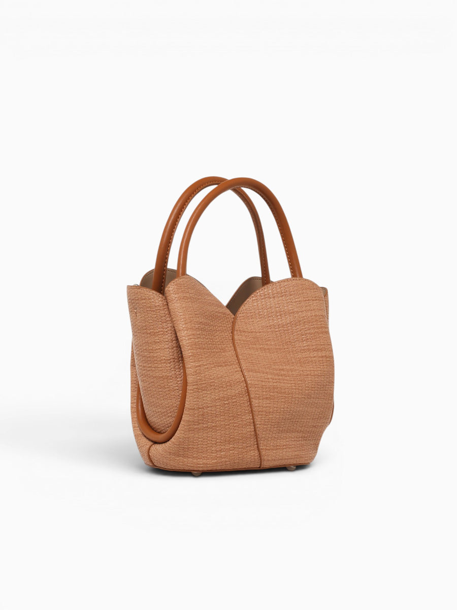 Tullip Raffia Top Handle Tan Tan