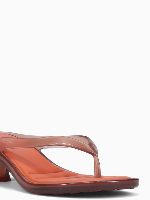 Flip Flop Kitten Heel Brown Orange jelly Brown / 5 / M