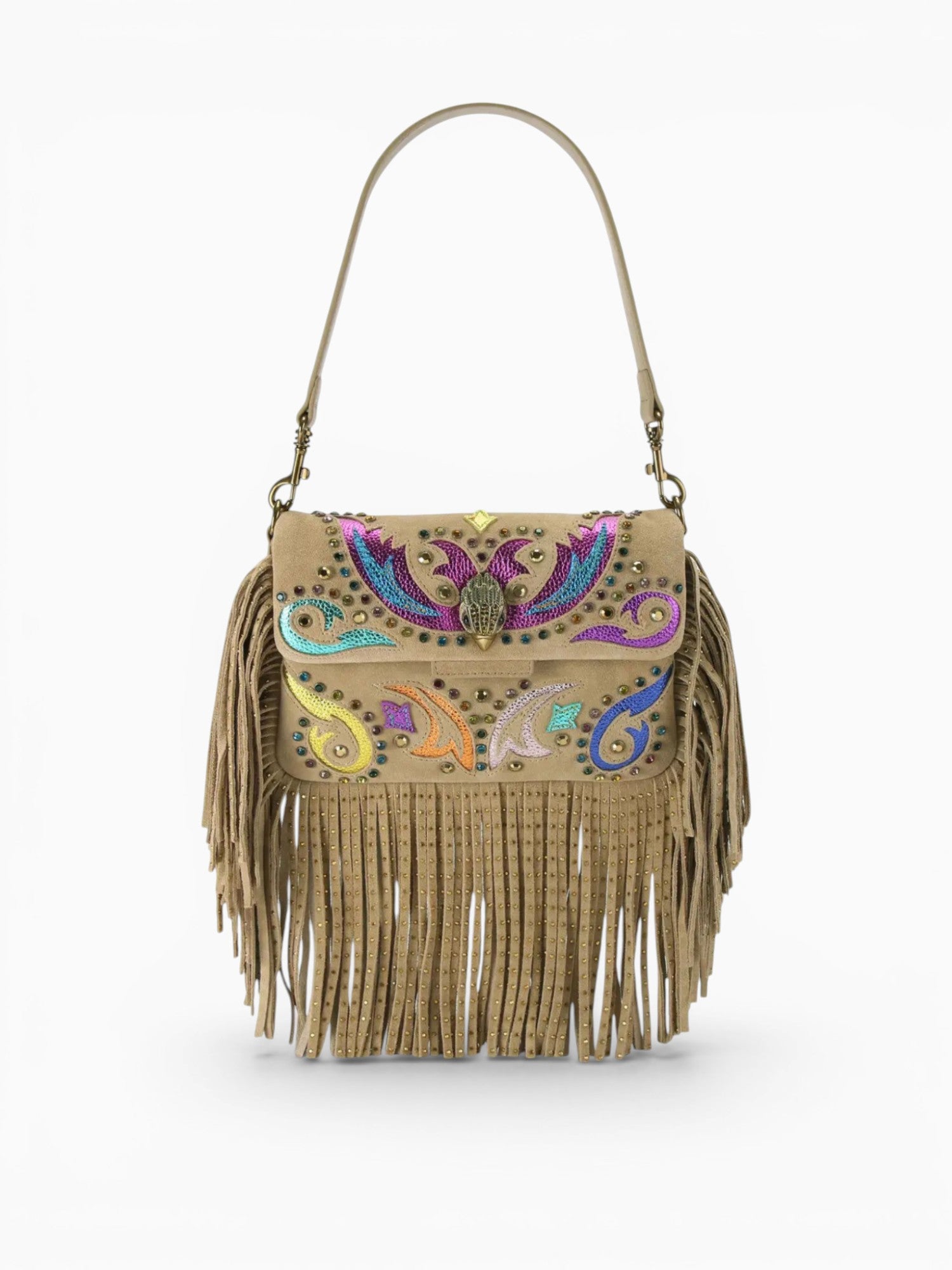 Sm Oxford Fringe Shoulder Bag 16 Camel Medium Beige