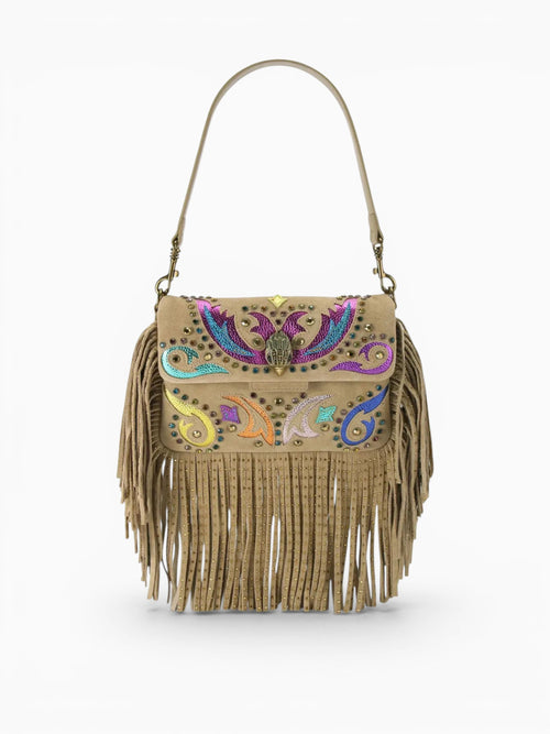 Sm Oxford Fringe Shoulder Bag 16 Camel Medium Beige