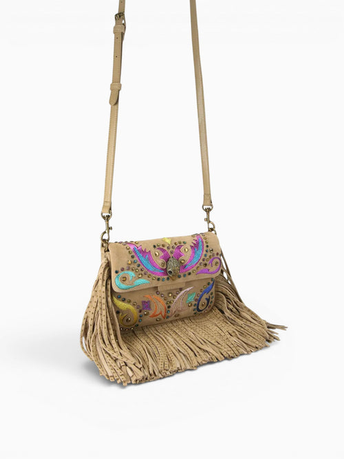 Sm Oxford Fringe Shoulder Bag 16 Camel Medium Beige