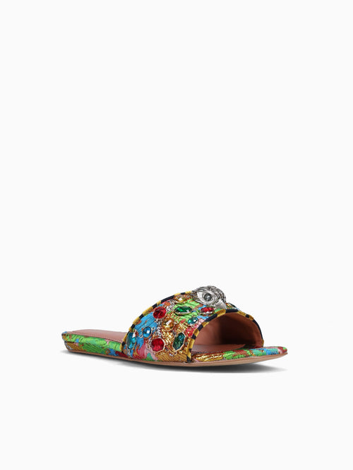 Kensington Flat Sandal Red Combo Fabric Red / 5 / M