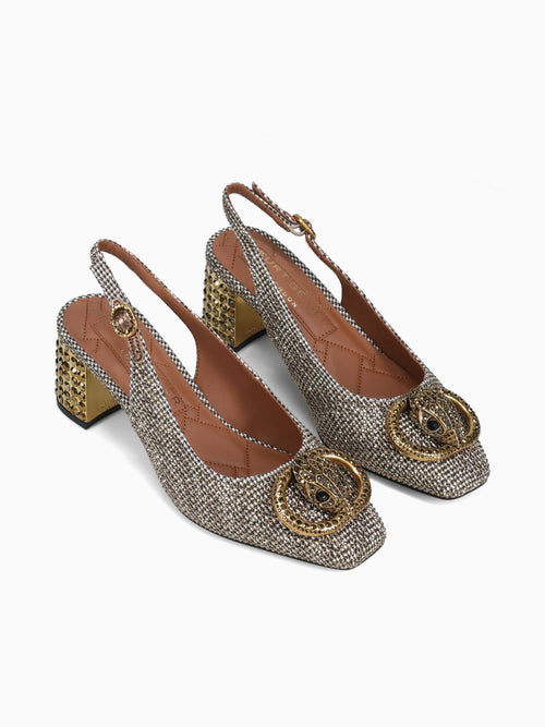 Chelsea Block Slingback Beige Fabric Beige / 5 / M