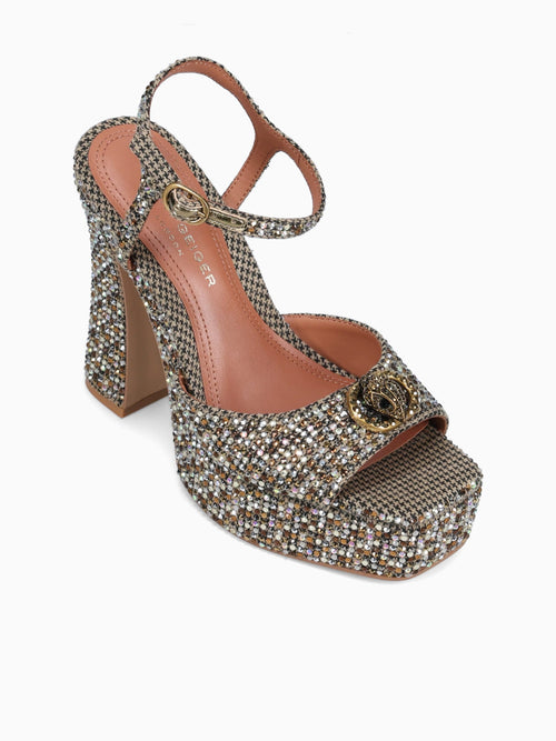 Chelsea Platform Peep Beige Combo Fabric Beige / 5 / M