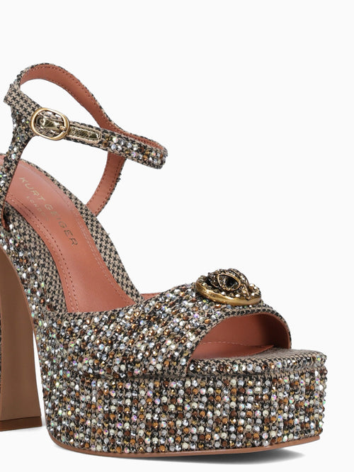 Chelsea Platform Peep Beige Combo Fabric Beige / 5 / M