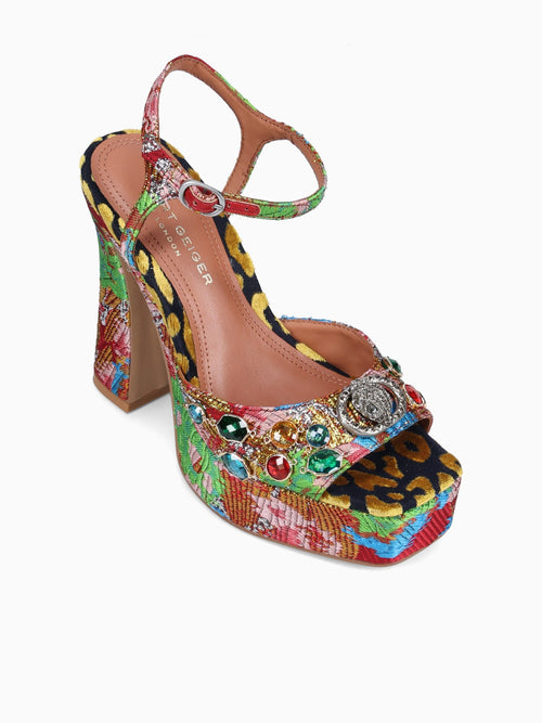 Chelsea Platform Peep Red Combo Fabric Red / 5 / M