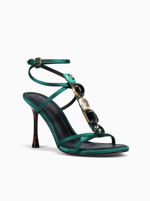 Loulou Sandal Green Combo Satin Green / 5 / M