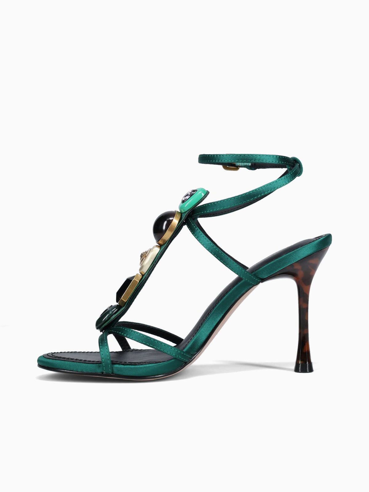 Loulou Sandal Green Combo Satin Green / 5 / M