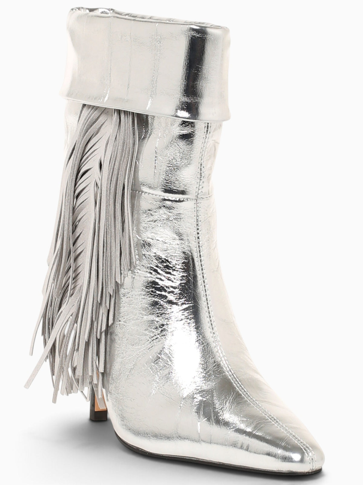 Fringe Slouch Boot Silver Leather Silver / 5 / M