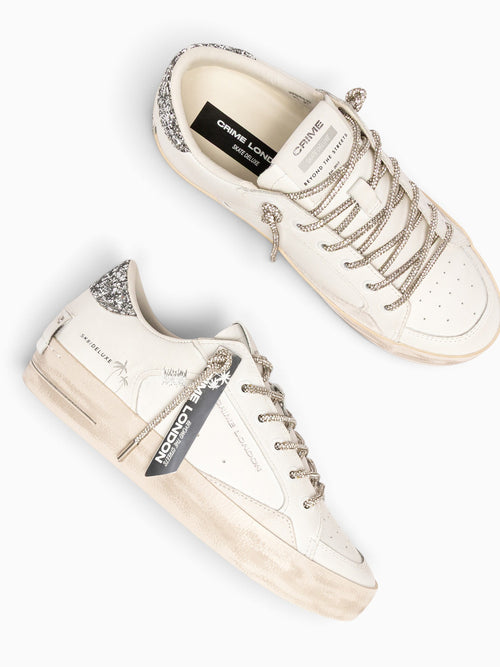 Sk8 Deluxe White Silver leather Glitter White / 35 / M