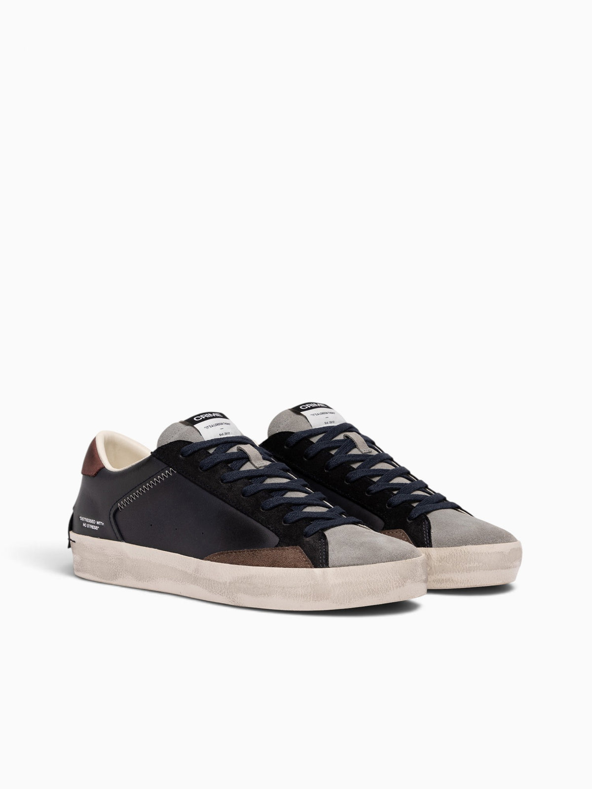 Distressed Navy Grey Burg leather Suede Navy / 40 / M