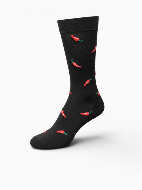 Chili Peppers Balck Cotton Poly Black