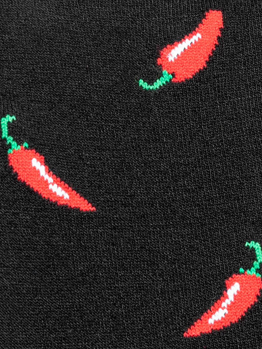 Chili Peppers Balck Cotton Poly Black