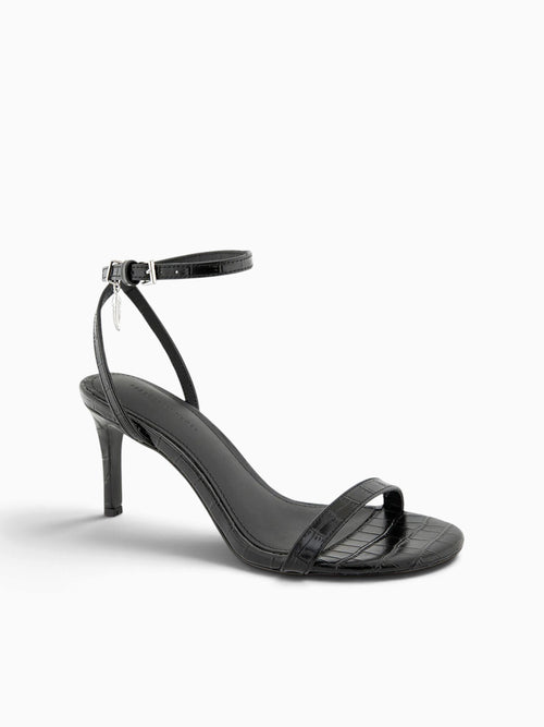 Justine Feather Black Croc Leather Black / 5.5 / M