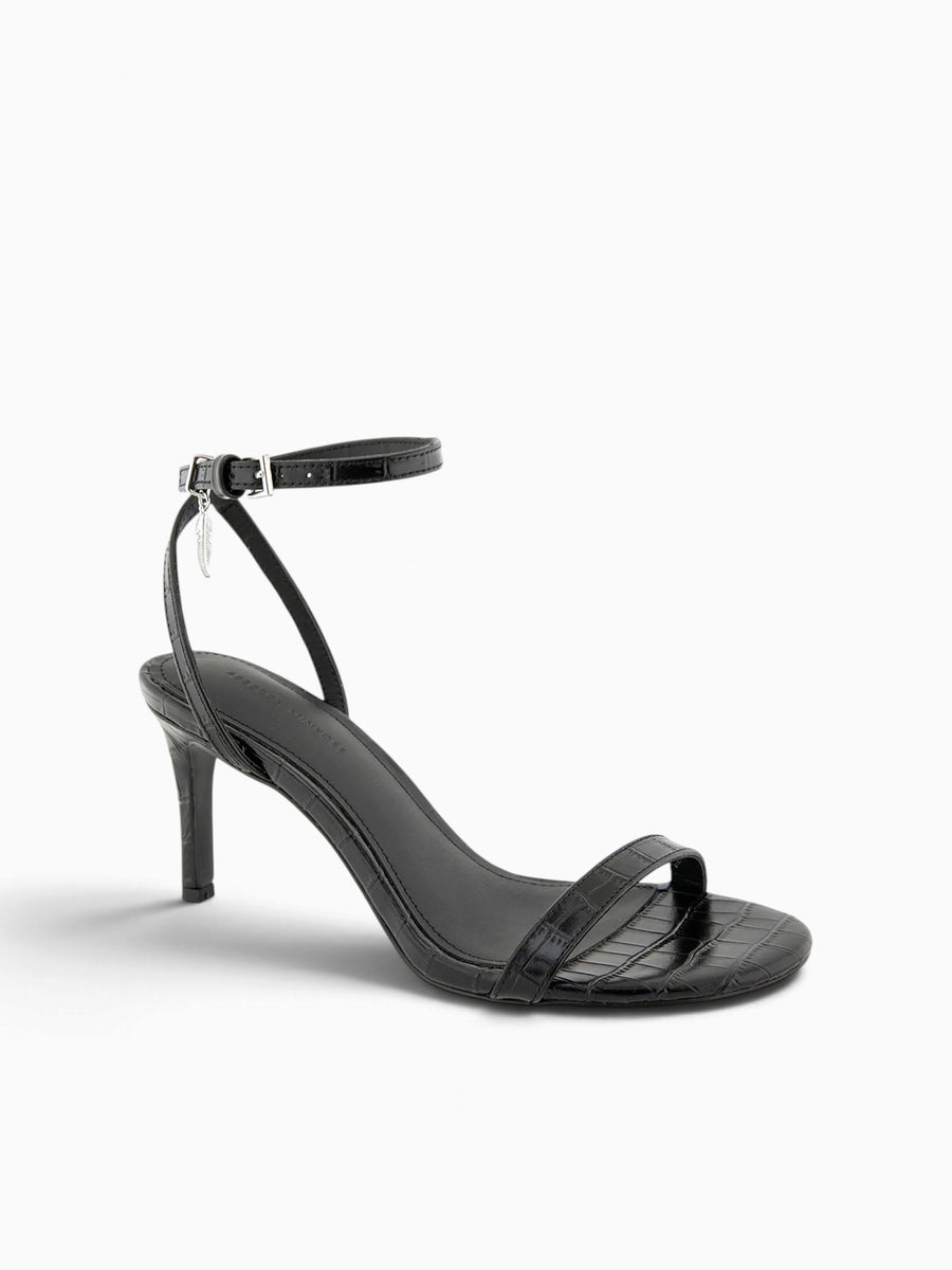 Justine Feather Black Croc Leather Black / 5.5 / M