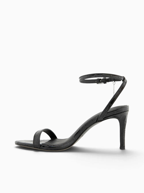 Justine Feather Black Croc Leather Black / 5.5 / M