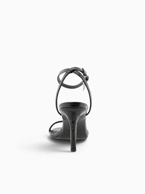 Justine Feather Black Croc Leather Black / 5.5 / M
