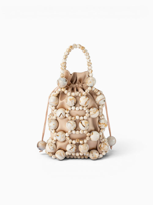 Sammy Beaded Top Handle Beige Beige