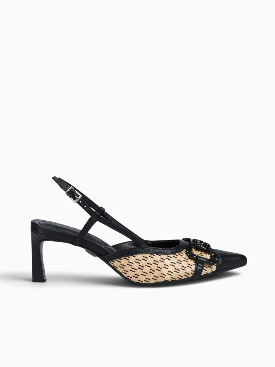 Jonha Natural Preto rafia Leather Black Multi / 5 / M
