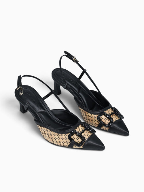 Jonha Natural Preto rafia Leather Black Multi / 5 / M