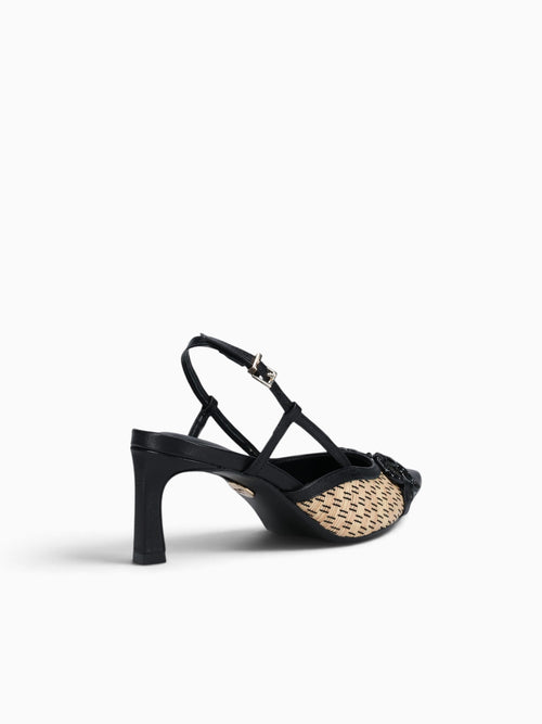 Jonha Natural Preto rafia Leather Black Multi / 5 / M