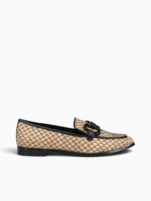 Jordana Natural Preto rafia Leather Black Multi / 5 / M