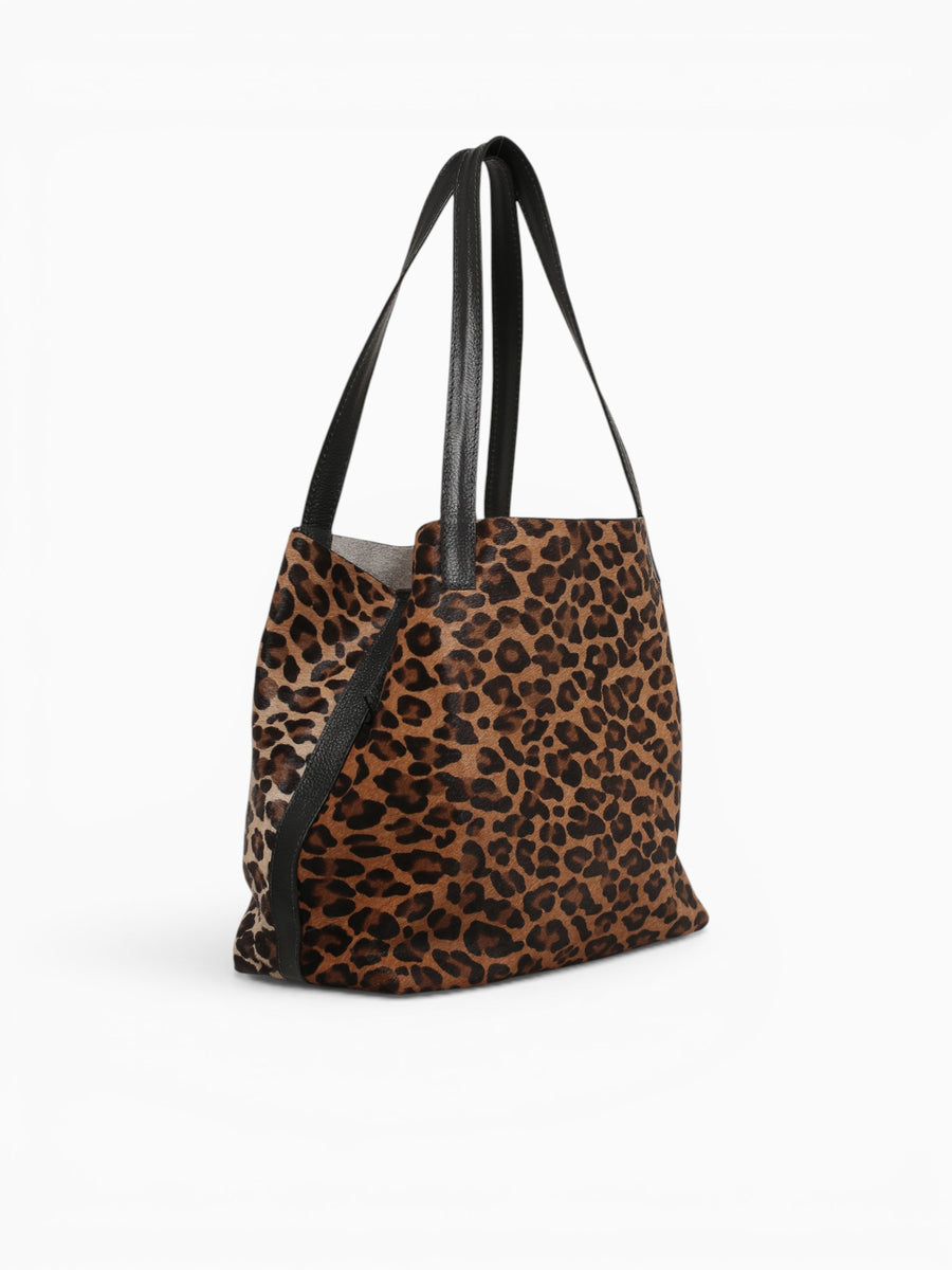 Mini Shopping Bag Tote Cheetah Tan Black Tan