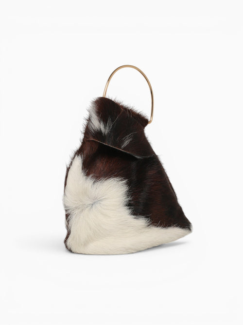 Asa Top Handle Bag Cow Brown White Brown Multi