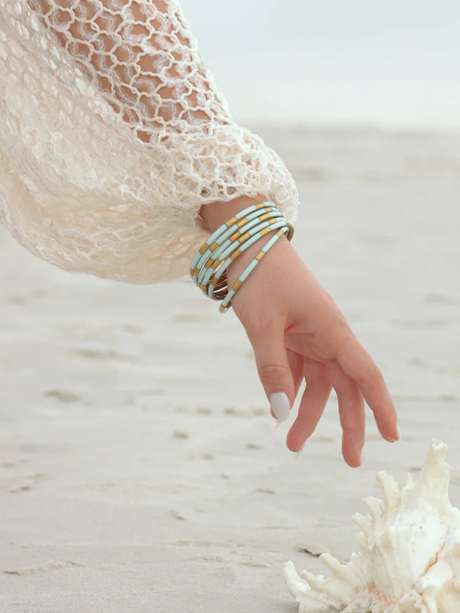 Mint Veda Bangles (set Of 6) Aqua
