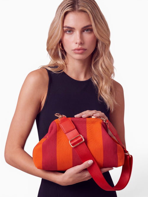 City Girl Pouch + Strap Red Orange Red Multi