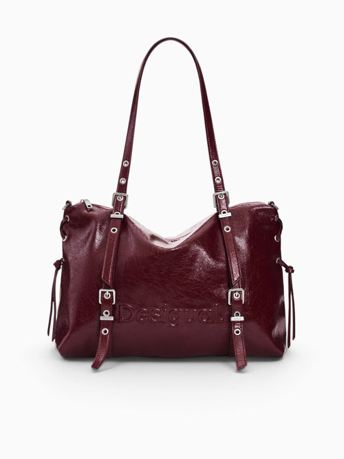Half Logo Lanuza Tote Burghundy Dark Red