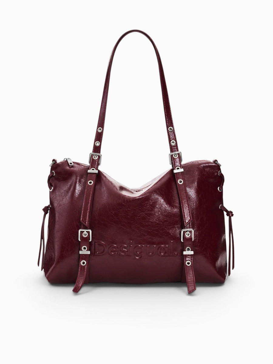 Half Logo Lanuza Tote Burghundy Dark Red