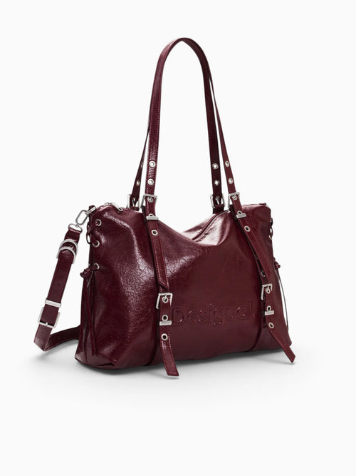 Half Logo Lanuza Tote Burghundy Dark Red
