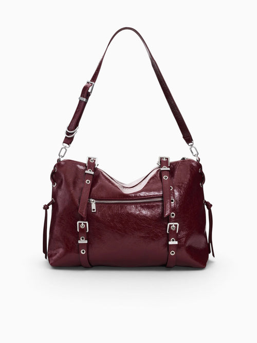 Half Logo Lanuza Tote Burghundy Dark Red