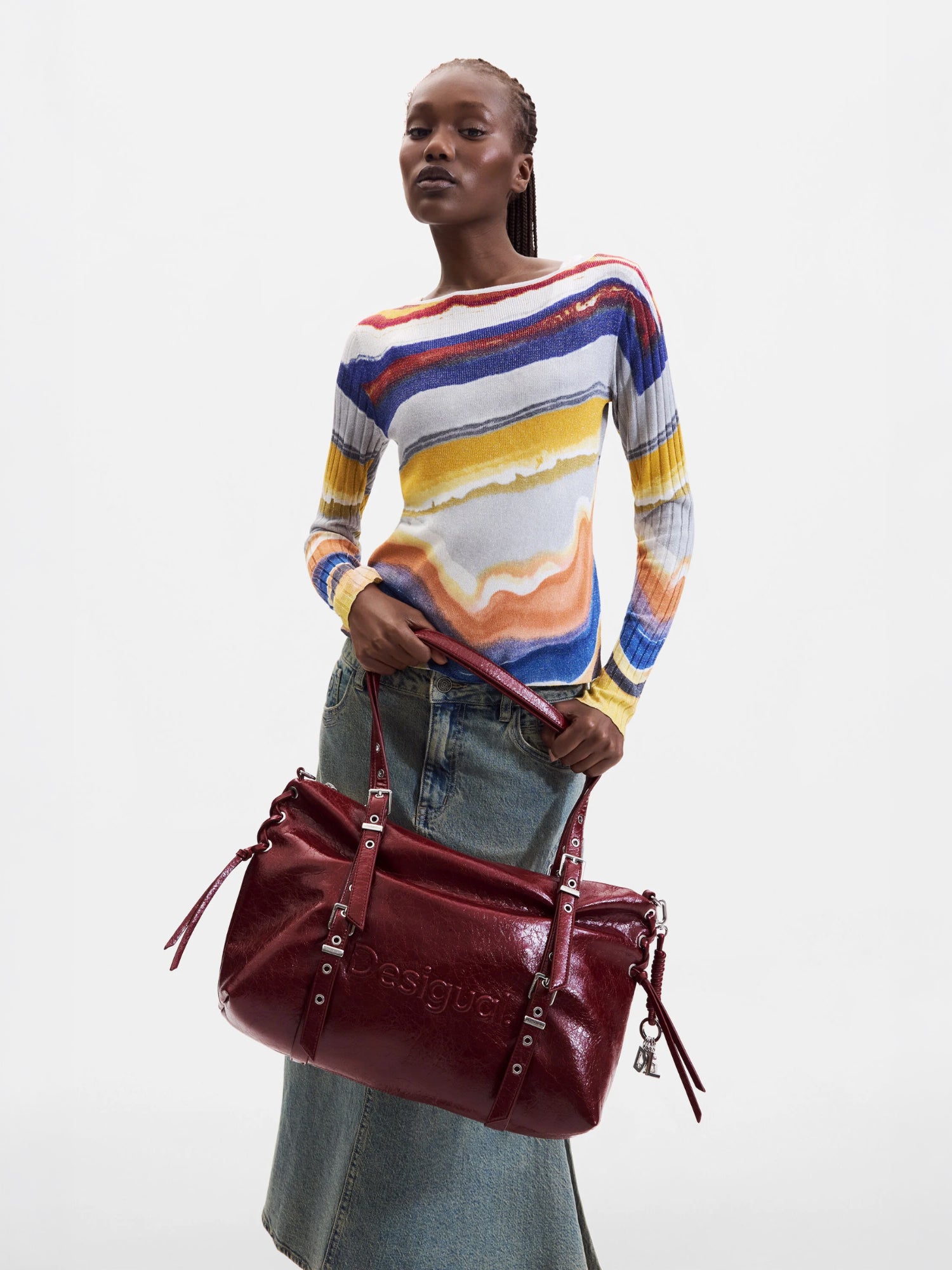 Half Logo Lanuza Tote Burghundy Dark Red