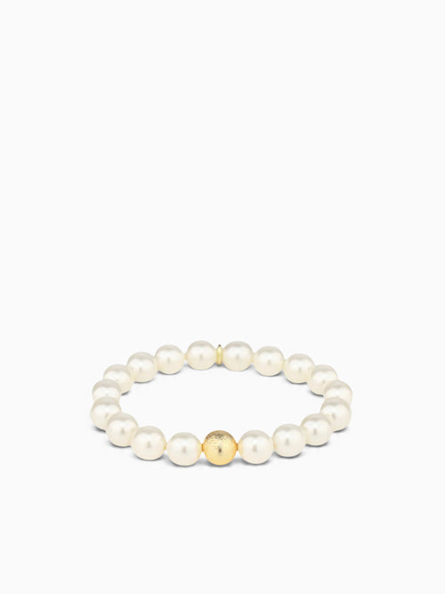 White Pearl Mala Beaded Bracelet White Pearl